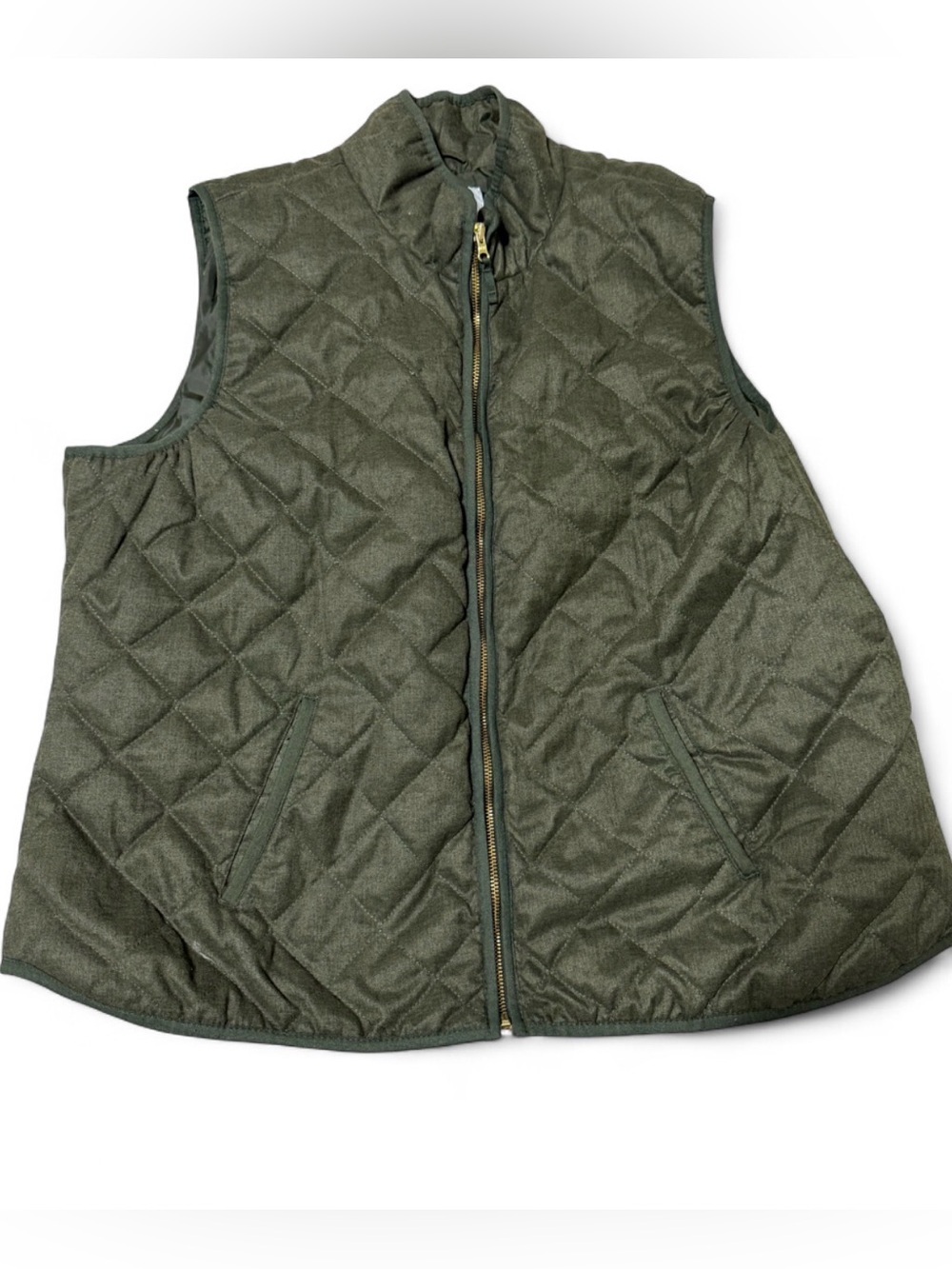 Old Navy Olive Green Quilted Puffer Vest XXL Full Zip Pockets